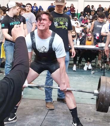 In recent Regional competition, Matthew Staton placed sixth with a total of 1,290 pounds in the 181-pound division. He had personal records in all three of his lifts. Photo Courtesy