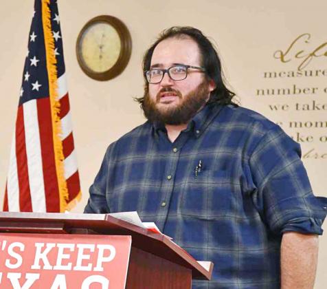 General Manager and Managing Editor of the Bandera Bulletin Daniel Tucker speaks to the Bandera County Republican Women at their monthly meeting on January 6. BULLETIN PHOTO/Tracy Thayer