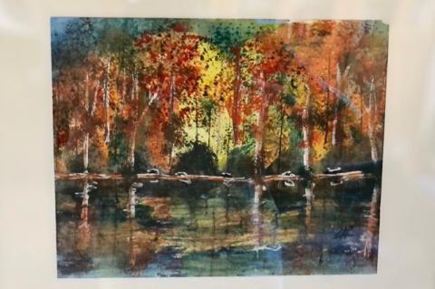 This is one of the new paintings on display in the Lakehills Area Library. BULLETIN PHOTO/Vicki L. George    