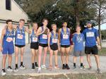 Bandera High School’s cross country boys varsity runners pose with their second-place plaque after competing in the Alamo Heights Invitational on October Seven. The team was led by Braden Cox, center, who placed fourth with a time of 16:58. The team com