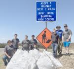 JROTC highway cleanup participants were (pictured from left) Tyler Mellen, Keaton Sarver, Rayce Dinova, Benito Kelly-Giles, Jacob Tuma, Nathan Brown (BHS NHS volunteer), CDR (ret) Mike Gard, Jackson Hutzler, and (not pictured) Elijah Casteel, Troy Jones, 